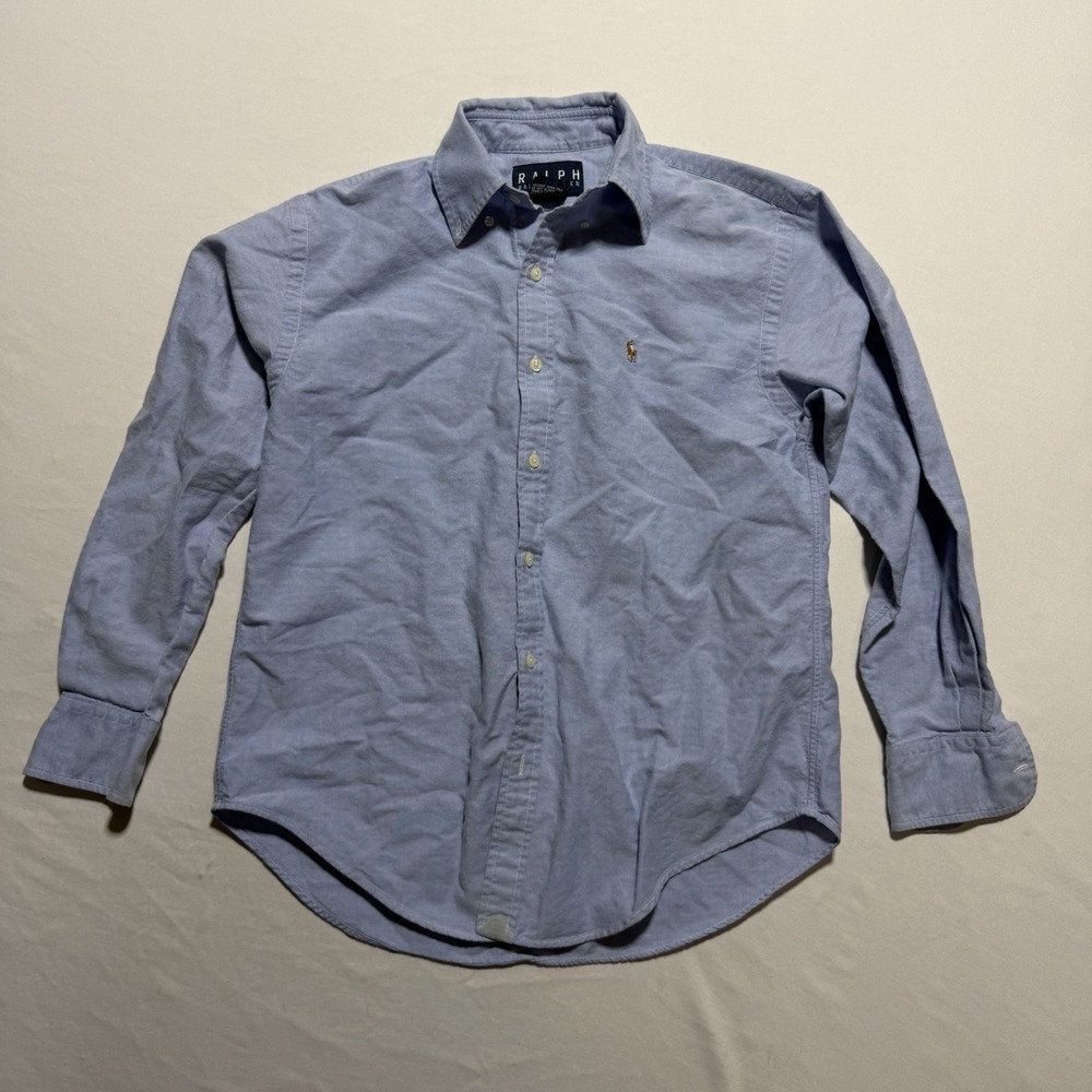 Ralph Lauren Boys Size 4 Blue Oxford Button Down Shirt Long Sleeve Cotton